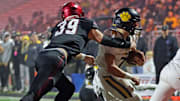 St. Joseph's Prep's Anthony Sacca flies in to make a tackle during the 2023 PIAA Class 6A state championship game against North Allegheny. 