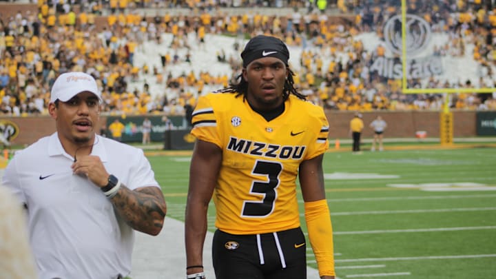 Sep 14, 2024; Columbia, Missouri, USA; Missouri Tigers wide receiver Luther Burden III (3) walks into the tunnel at half time of Missouri's game against the Boston College Eagles at Faurot Field at Memorial Stadium. 