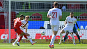 Eren Dinkci (in rot) erzielte einen Doppelpack gegen die Kölner