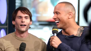 The Rock, Seann William Scott and Rosario Dawson from "The Rundown" Stop by MTV's "TRL" - September