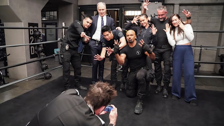 The cast and crew of the hit CBS drama series S.W.A.T. celebrated on set Thursday, April 11, 2024 after receiving news of the show’s renewal for the 2024-2025 season. The series will return for its eighth year on the Network. In its seventh season, S.W.A.T. airs Fridays (8:00-9:00 PM, ET/PT) on the CBS Television Network, and streaming on Paramount+ (live and on-demand for Paramount+ with SHOWTIME subscribers, or on-demand for Paramount+ Essential subscribers the day after it airs). S.W.A.T. is