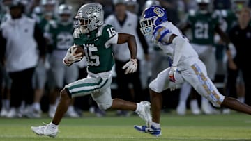 De La Salle junior speedster Jaden Jefferson if off to the races on his way on a 43-yard touchdown run in the third quarter of the Spartans 39-10 win over Serra in Week 2 of the 2024 season. On Friday, Jefferson had three touchdown runs and 108 yards rushing on seven carries in the Spartans' 42-0 win over San Ramon Valley. 