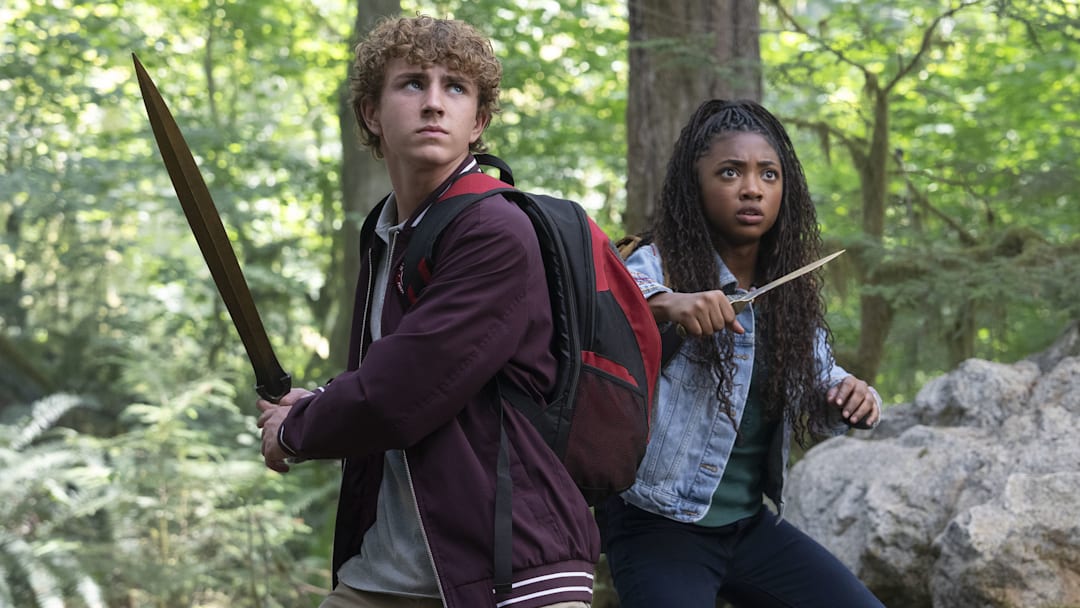 Walter Scobell and Leah Sava Jeffries in Percy Jackson and the Olympians Episode 201 (Disney/David Bukach) Walter Scobell and Leah Sava Jeffries in Percy Jackson and the Olympians Episode 201 (Disney/David Bukach)