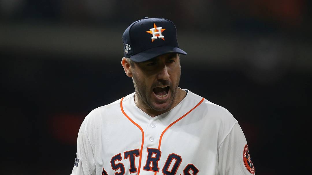 Houston Astros starting pitcher Justin Verlander (35) celebrates at Minute Maid Park. Credit: Thomas B. Shea-USA TODAY Sports Houston Astros starting pitcher Justin Verlander (35) celebrates at Minute Maid Park. Credit: Thomas B. Shea-USA TODAY Sports