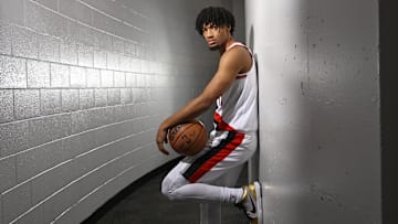 Sep 30, 2024; Portland, Oregon, USA; Portland Trail Blazers guard Shaedon Sharpe (17). Mandatory Credit: Troy Wayrynen-Imagn Images