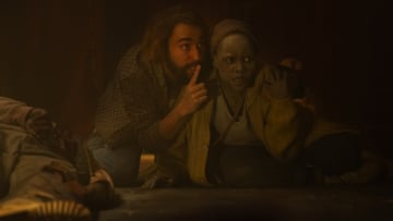 Alex Wolff as “Reuben” and Lupita Nyong’o as “Samira” in A Quiet Place: Day One from Paramount Pictures.