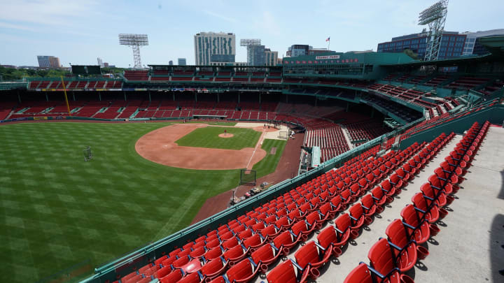 jul 7, 2020; boston, massachusetts, united states; a general view of empty seats at fenway park during the boston red sox summer camp. mandatory credit: david butler ii-usa today sports