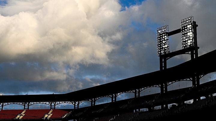 Aug 26, 2020; St. Louis, Missouri, USA;  A view of an empty Busch Stadium prior to a game between the St. Louis Cardinals and the Kansas City Royals. Mandatory Credit: Jeff Curry-Imagn Images