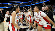 Carondelet celebrates after its 51-48 win over Sage Hill for the CIF State Division 3 girls championship at Golden 1 Center in Sacramento.