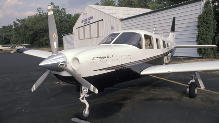 The hangar where John F. Kennedy Jr. stored his Piper Saratoga airplane.