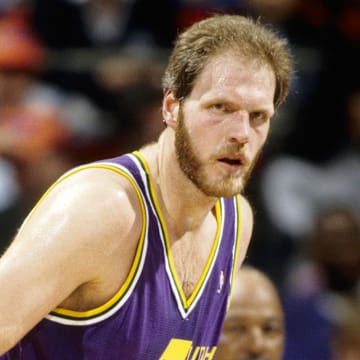 Mar 4, 1991; Orlando, FL, USA; FILE PHOTO; Utah Jazz center Mark Eaton (53) in action against the Orlando Magic at the Orlando Arena. Mandatory Credit: Imagn Images