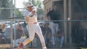 Central Bucks East's Chase Harlan (11) hits against Garnet Valley during their PIAA Class 6A District One playoff second-round game in Doylestown on Wednesday, May 22, 2024.