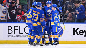 A group of Buffalo Sabres including Jiri Kulich