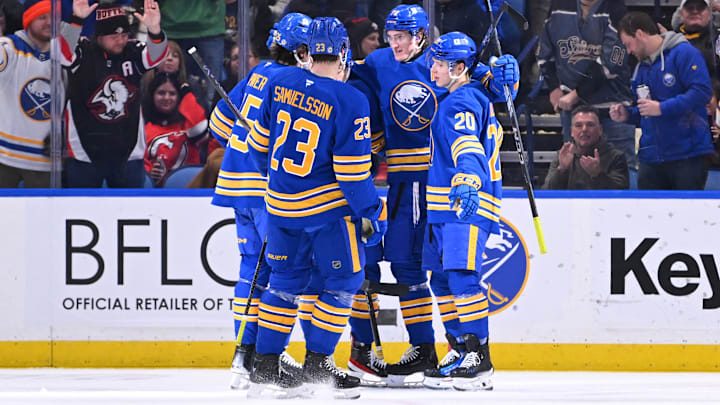 Buffalo Sabres players including forward Jiri Kulich