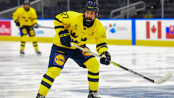 Buffalo Sabres prospect Melvin Novotny while playing for Sweden