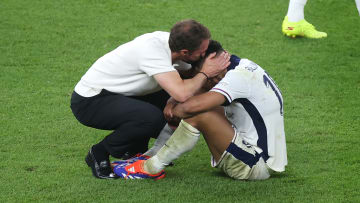 Bellingham was consoled on the pitch by England manager Gareth Southgate