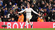 Patrick Bamford celebrates his late equaliser on his first appearance for two and a half month for Leeds against Brentford 