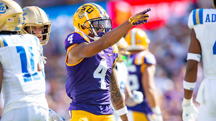 CJ Daniels signals first down as the LSU Tigers take on UCLA at Tiger Stadium in Baton Rouge, LA. Saturday, Sept. 21, 2024.