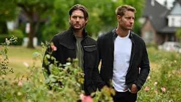 “Ontological Shock” – When Colter suddenly disappears during his search for a missing father, Reenie recruits his brother, Russell (Jensen Ackles), for help, on the CBS Original series TRACKER, Sunday, Oct. 20 (8:30-9:30 PM, ET/PT) on the CBS Television Network, and streaming on Paramount+ (live and on-demand for Paramount+ with SHOWTIME subscribers, or on-demand for Paramount+ Essential subscribers the day after the episode airs)*. Pictured: Jensen Ackles and Justin Hartley.