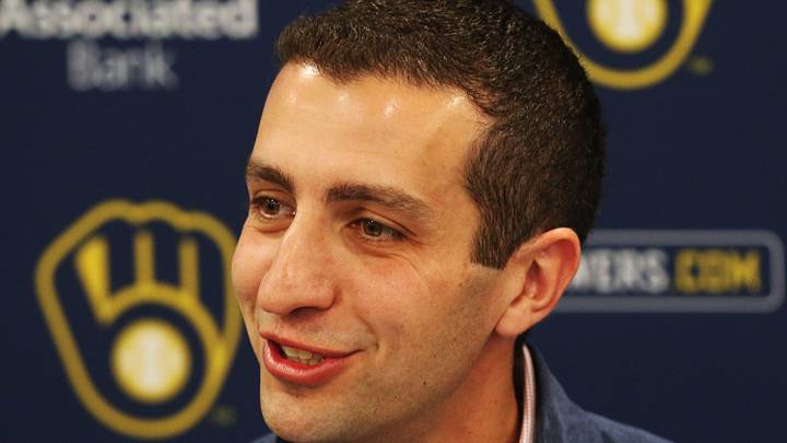 Milwaukee Brewers President of Baseball Opperations, David Stearna addresses the media, during a press conference, Friday, March 6, 2020, in Phoenix.(Photo/Roy Dabner) ORG XMIT: RDST136

David Stearns