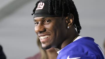 East Rutherford , NJ — May 10, 2024 -- The number one draft pick for the Giants is wide receiver Malik Nabers as the NY Giants hold their Rookie Camp and introduce their new draft picks.