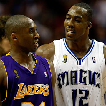 Orlando Magic center Dwight Howard and Los Angeles Lakers guard Kobe Bryant during the 2009 NBA Finals.