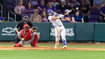 Cade Arrambide 0 at the plate as LSU Tigers take on Louisianas Ragin Cajuns at Alex Box Stadium in Baton Rouge, LA. Tuesday, March 25, 2025.