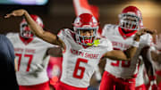 North Shore's Devin Sanchez celebrates in a rivalry showdown with Atascocita on Oct. 25, 2024.