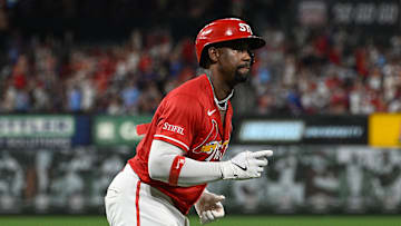 St. Louis Cardinals outfielder Jordan Walker rounds the bases in a game against the Chicago Cubs.