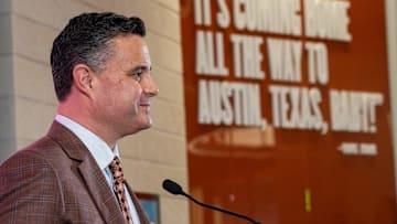 Sean Miller speaks to the press as he is announced as The University of Texas's new men's basketball coach on Tuesday, March 25, 2025.