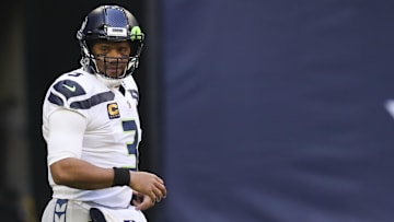 Dec 12, 2021; Houston, Texas, USA;  Seattle Seahawks quarterback Russell Wilson. Mandatory Credit: Thomas Shea-Imagn Images