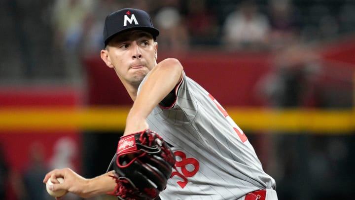 Minnesota Twins pitcher David Festa throws to the Arizona Diamondbacks in the fourth inning at Chase Field in Phoenix on Thursday, June 27, 2024.