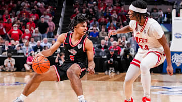 Fishers Tigers guard Jason Gardner Jr. (5) runs a play Saturday, March 29, 2025, during the IHSAA Class 4A boys basketball state championship game in Indianapolis.