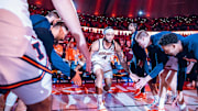 Illinois guard Kylan Boswell (4) is introduced ahead of the Illini's 81-77 win over then-No. 11 Texas Tech last week at the State Farm Center in Champaign, Illinois.