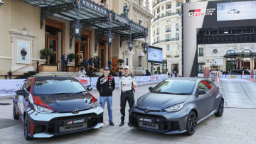 Kalle Rovanpera and Sebastien Ogier with the Toyota GR Yaris