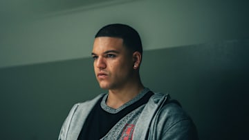 FX’s American Sports Story: Aaron Hernandez -- "Consequences, with Extreme Prejudice" -- Episode 2 (Airs Tuesday, September 17) Pictured: Josh Rivera as Aaron Hernandez. CR: Michael Parmelee/FX