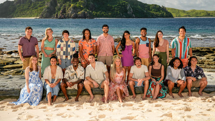 The CAST: Top row (L-R): Jon Lovett, Sierra Wright, Teeny Chirichillo, Aysha Welch, Kishan Patel, Anika Dhar, Rome Cooney, Rachel LaMont, and Solomon “Sol” Yi. Bottom row (L-R): Caroline Vidmar, Tiyana Hallums, Terran “TK” Foster, Sam Phalen, Sue Smey, Kyle Ostwald, Genevieve Mushaluk, Gabe Ortis, and Andy Rueda from the CBS Original Series SURVIVOR, scheduled to air on the CBS Television Network. -- Photo: Robert Voets/CBS ©2024 CBS Broadcasting, Inc. All Rights Reserved.