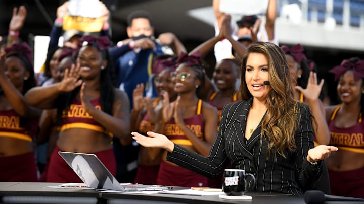 ESPN's 'First Take'  broadcasts live from Tom Benson Hall of Fame Stadium with host Molly Qerim ahead of The Black College Football Hall of Fame Classic 