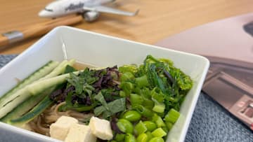 Buckwheat Soba Noodles from Chef Brady Ishiwata Williams for Alaska Airlines Chef's Tray Table