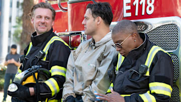 9-1-1 -ÒWannabesÓ - Things get messy for the 118 following a massive pipe explosion. Meanwhile, Athena investigates the brutal beating of a man found behind a grocery store, and BobbyÕs working relationship with Brad from ÒHOT SHOTSÓ just got a little more intimate. THURSDAY, NOV. 21 (8:00-9:00 p.m. EST) on ABC. 
CALLUM BLUE, RYAN GUZMAN, AISHA HINDS