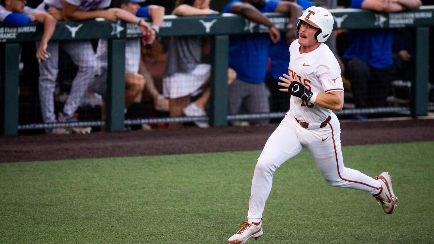 No. 1 Texas Baseball and Florida Dealing With Weather Delay in Game Two