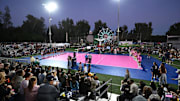 An overview of Saturday's truly original girls volleyball match at Campbell Hall's football field as the Vikings host Sierra Canyon on Homecoming. 