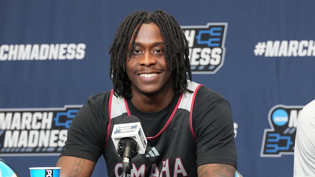 NCAA Men's Basketball Tournament - Practice Day; Omaha guard JJ White prepares to play the St. John's basketball team in the NCAA Tournament