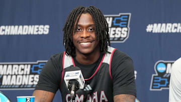 NCAA Men's Basketball Tournament - Practice Day; Omaha guard JJ White prepares to play the St. John's basketball team in the NCAA Tournament