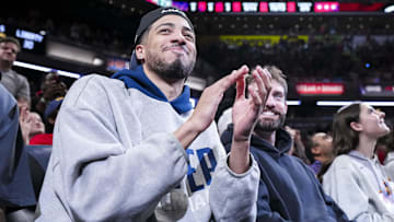 Indiana Pacers guard Tyrese Haliburton is introduced during a game between the Indiana Fever and the New York Liberty at Gainbridge Fieldhouse. 