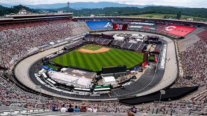 The MLB Speedway Classic, held at Bristol Motor Speedway, set a new record for largest attendance at a regular season MLB game. The MLB Speedway Classic, held at Bristol Motor Speedway, set a new record for largest attendance at a regular season MLB game.