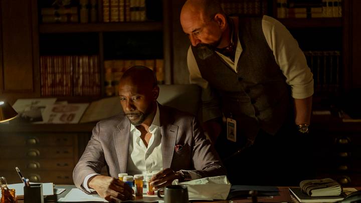 "Pilot" -- Coverage of the CBS Original Series WATSON, scheduled to air on the CBS Television Network. Photo (L-R): Morris Chestnut as Dr. John Watson and Ritchie Coster as Shinwell Johnson Photo: Colin Bentley/CBS ©2024 CBS Broadcasting, Inc. All Rights Reserved.