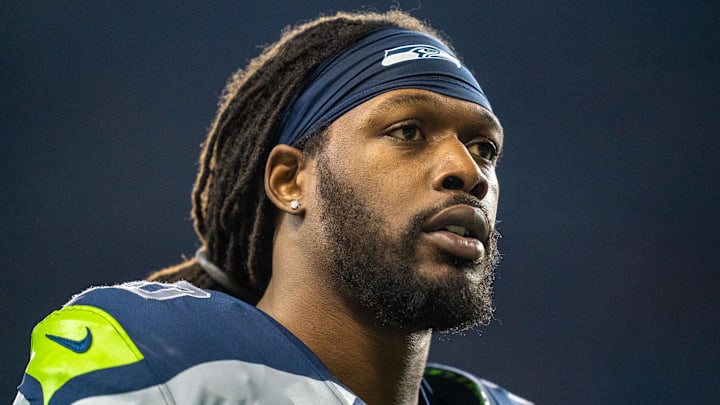 December 29, 2019; Seattle, Washington, USA; Seattle Seahawks defensive end Jadeveon Clowney (90) before the game against the San Francisco 49ers at CenturyLink Field.