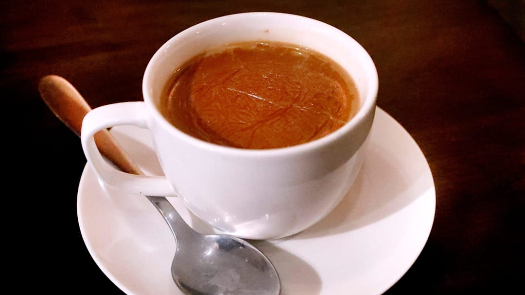 A hot cup of cardamom infused Karak chai from Chutneys - Indian Fusion Cuisine restaurant