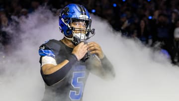 Dec 15, 2024; Detroit, Michigan, USA; Detroit Lions running back David Montgomery (5) is introduced before a game against the Buffalo Bills at Ford Field.